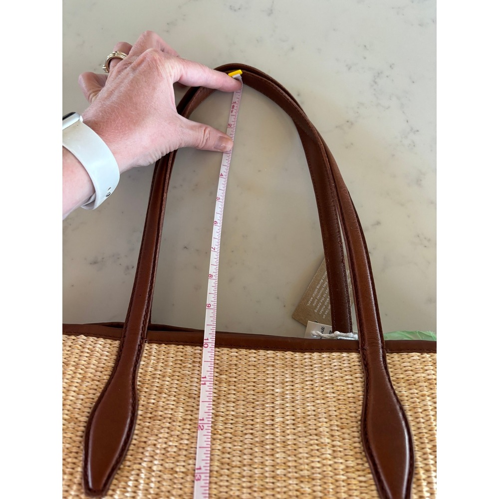 Madewell Woven Straw Transport Tote Leather Trim Brown Tan NF319 NWT - Picture 7 of 11